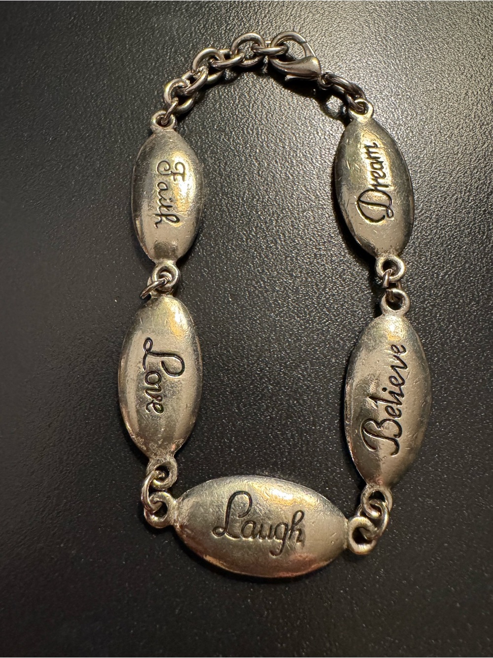 Silver Tone Inspirational Word Panel Bracelet